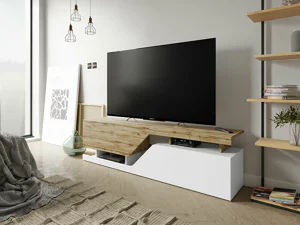 Mesa para TV Utica 102 (Branco + Wotan carvalho)