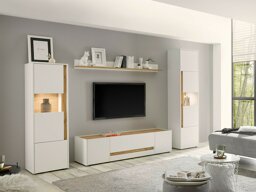 Set mobili soggiorno Lewiston K131 (Bianco + Wotan quercia)