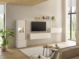 Set mobili soggiorno Lewiston K142 (Bianco + Wotan quercia)