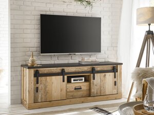 Tv τραπέζι Lewiston 114 (Ανθρακί + Παλαιωμένο χρώμα ξύλου)