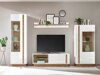 Wohnzimmer-Sets Lewiston S110 (Weiß glänzend + Grandson Eichenholzoptik)