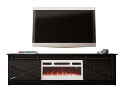 TV-Tisch Charlotte 165 (Schwarz + Schwarz glänzend)