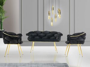 Комплект мягкой мебели Kailua 2059 (Чёрный + Золотой)
