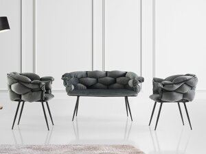 Conjunto de muebles tapizado Kailua 2059 (Gris + Negro)