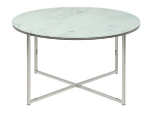 Klubska mizica Oakland F108 (Beli marmor + Srebrna)