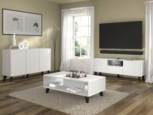 Set mobili soggiorno Buffalo R103 (Bianco + Bianco lucido)