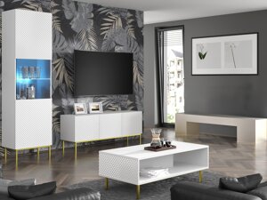 Wohnzimmer-Sets Buffalo T104 (Weiß + Weiß glänzend)