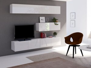 Set mobili soggiorno Providence B112 (Bianco + Bianco lucido)
