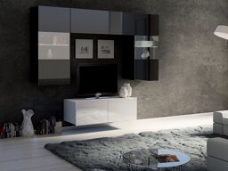 Set mobili soggiorno Providence B114 (Bianco + Nero)