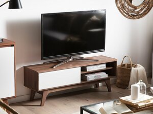 Tv τραπέζι Berwyn 327 (Άσπρο + Σκούρο ξύλο)