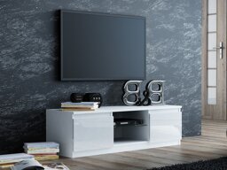 TV-Tisch Mandeville D129 (Weiß + Weiß glänzend)