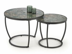 Komplet klubskih mizic Houston 1658 (Črna + Zeleni marmor)