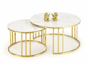 Komplet klubskih mizic Houston 1503 (Zlata + Beli marmor)