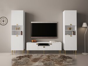 Set mobili soggiorno Merced S108 (Bianco + D'oro)