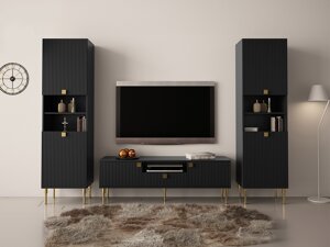 Set mobili soggiorno Merced S108 (Nero + D'oro)