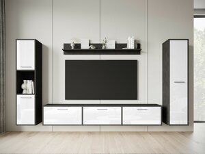 Set mobili soggiorno Sarasota 175 (Matera grigio + Bianco lucido)