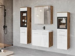 Fürdőszoba garnitúra Sarasota 140 (Fényes fehér + Wotan tölgy Nem)