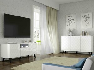 Set mobili soggiorno Buffalo A106 (Bianco lucido + Nero)