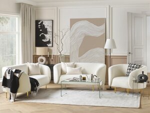 Pehme mööbli komplekt Berwyn 2050 (Valge + Kuldne)