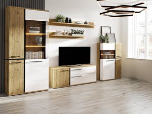 Set mobili soggiorno Reno K107 (Bianco + Rovere Artisan)