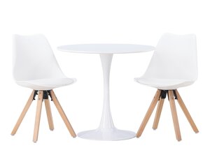 Маса и столове за трапезария Dallas 4467 (Бял + Ярък дърво)