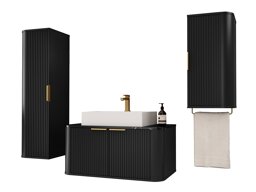 Fürdőszoba garnitúra Merced T103 (Fekete + Fekete márvány)