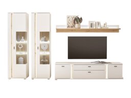 Set mobili soggiorno Lewiston AH113 (Bianco + Wotan quercia)