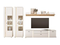 Set mobili soggiorno Lewiston AH113 (Bianco + Wotan quercia)