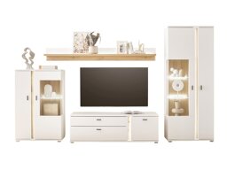 Set mobili soggiorno Lewiston AH117 (Bianco + Wotan quercia)