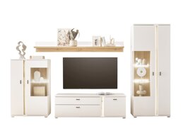 Set mobili soggiorno Lewiston AH117 (Bianco + Wotan quercia)