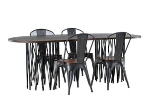 Conjunto de comedor Dallas 3909 (Negro + Marrón)