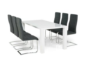 Маса и столове за трапезария Scandinavian Choice 568 (Тъмно сив + Сребро)