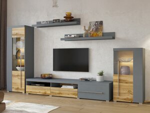 Set mobili soggiorno Austin AD103 (Grigio + Wotan quercia)