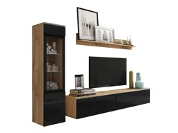 Wohnzimmer-Sets Sarasota 125 (Wotan eichenholzoptik + Schwarz glänzend)