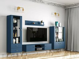 Set mobili soggiorno Madison AF112 (Blu scuro + D'oro)