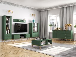 Set mobili soggiorno Madison AF111 (Verde scuro + D'oro)