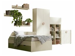 Conjunto de dormitorio Ogden R114 (Verde claro + Roble Artisan + Beige)