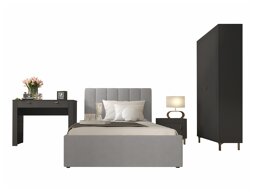 Conjunto de dormitorio Ogden S115 (Negro mate + Gris)