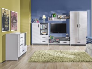 Conjunto de dormitorio infantil Akron A117 (Blanco + Gris)