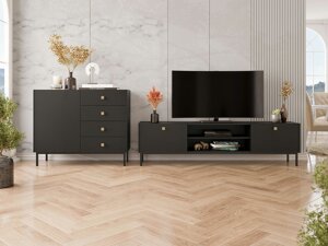 Wohnzimmer-Sets Comfivo AB106 (Schwarz)