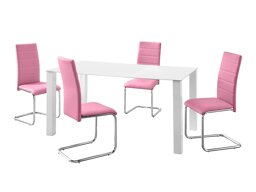 Conjunto de comedor Denton 1130 (Blanco + Rosa)