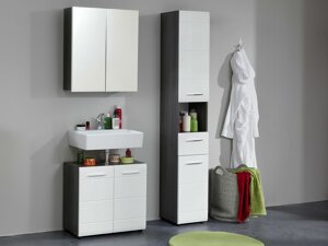 Set de baño Columbia AL114 (Blanco brillante + Roble gris)