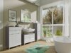 Armário com lavatório de apoio próprio para casa de banho Sacramento V100 (Branco brilhante+ Grafite)