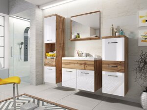 Badezimmer-Set Sarasota 109 (Wotan eichenholzoptik + Weiß glänzend)