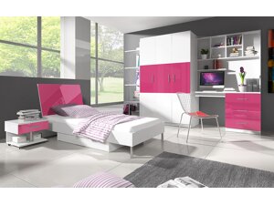 Set di mobili Nashville A111 (Bianco + Bianco lucido + Rosa lucido)